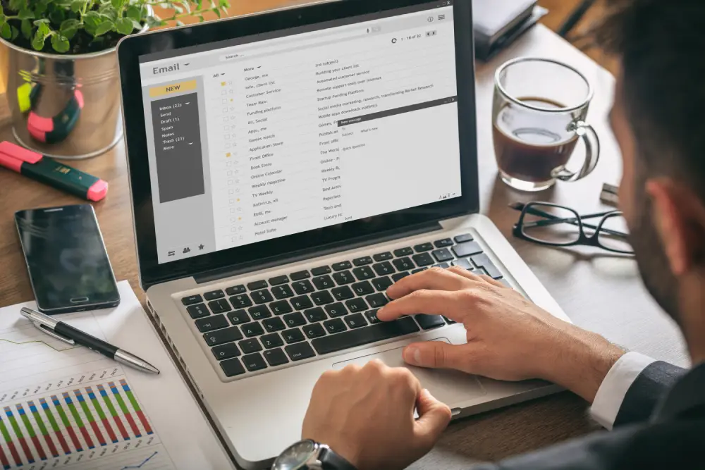 emails list on a laptop screen office background 2026 01 07 01 40 06 utc customer data services