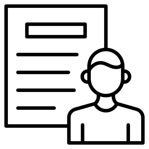 A simple black and white line drawing of a person in front of a document with horizontal lines, representing a resume or profile, highlighting the importance of audience data.